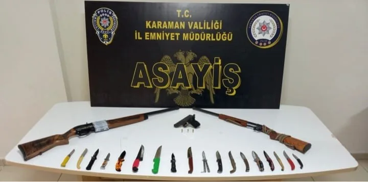Karaman’da Asayiş Uygulamalarında Uyuşturucu ve Silah Ele Geçirildi: 5 Kişi Tutuklandı