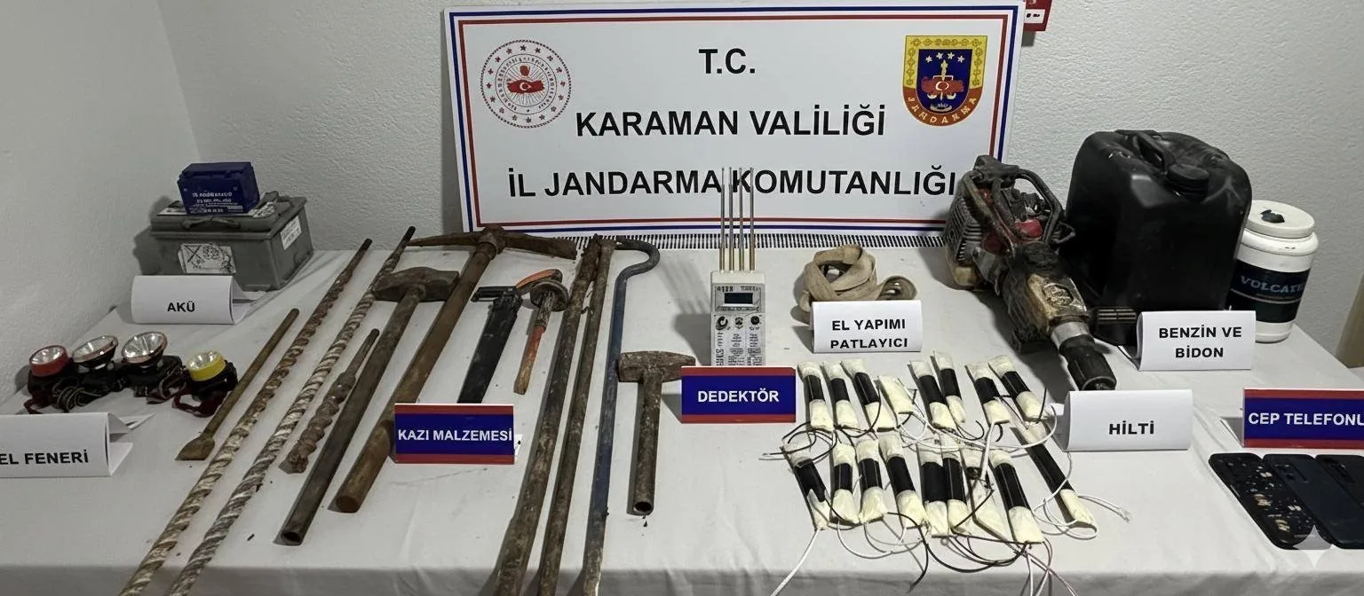 Karaman’da Jandarmadan Geniş Çaplı Operasyon: El Yapımı Dinamit ve Uyuşturucu Ele Geçirildi