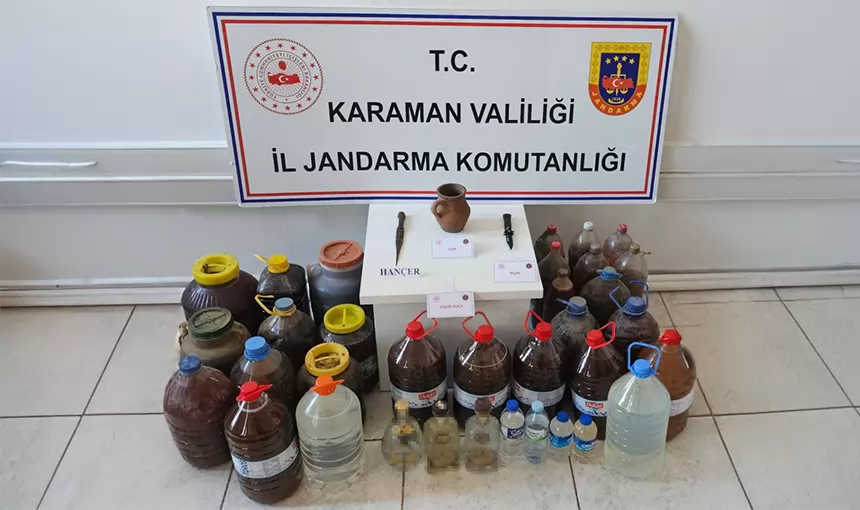 Karaman’da Jandarmadan Kaçak Alkol ve Tarihi Eser Operasyonu