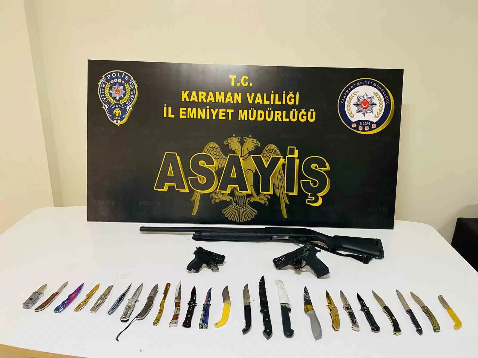 Karaman’da Asayiş Uygulamalarında Uyuşturucu, Kaçak Tütün ve Silah Ele Geçirildi